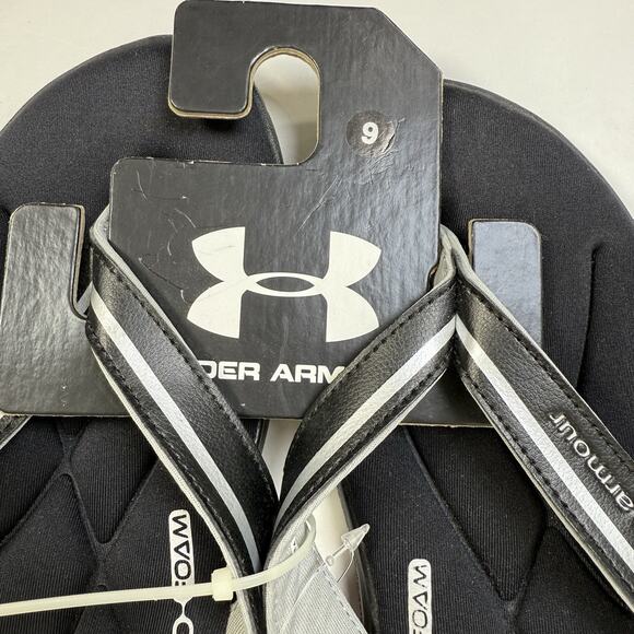 NWT Under Armour Womens Marbella III Thong Sandals Flip Flops Sz 9 Black Silver - Picture 5 of 7